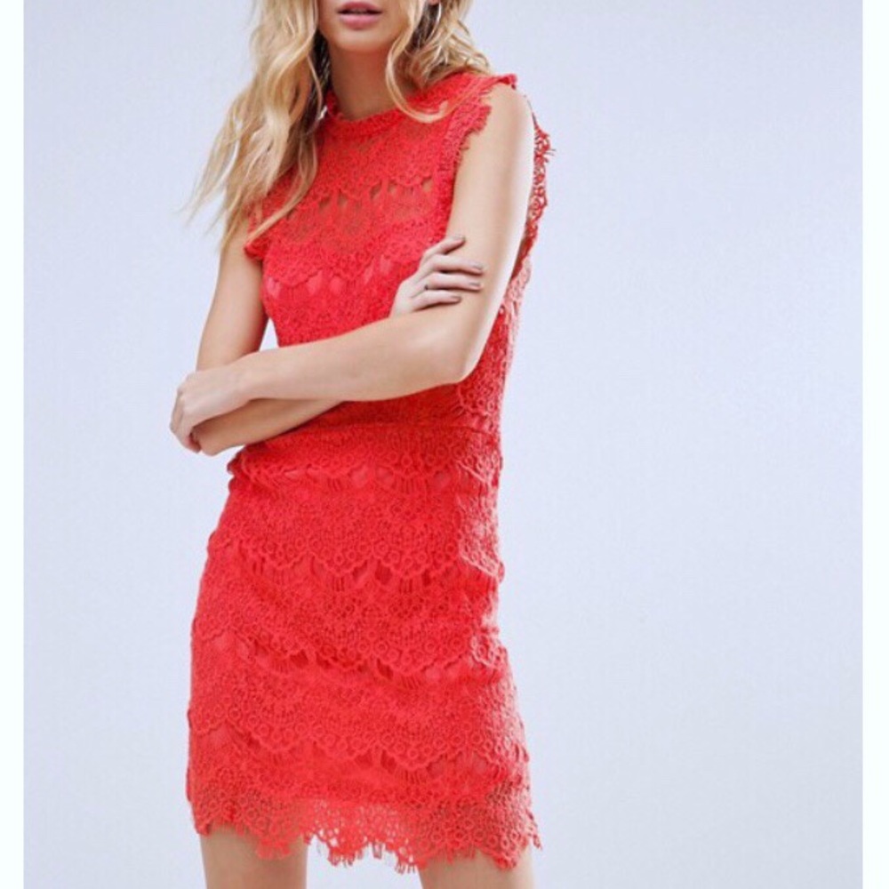 [XS/S] Free People Coral Bodycon Lace Dress 